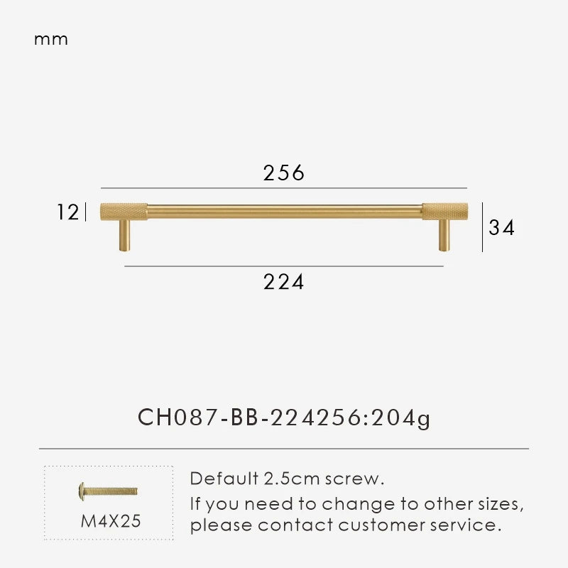 Nurlin Solid Brass Knurled Cabinet Knobs Wardrobe Handle T-bar Antique Bronze Gold Black Handle Available In Multiple Sizes