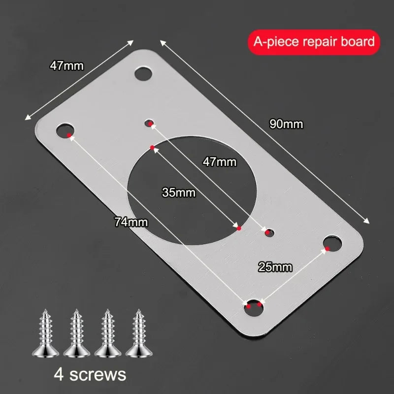 Cabinet Hinge Repair Plate Kit Stainless Steel Furniture Drawer Door Hinge Mounting Plate with Screw Flat Fixing Brackets Tools