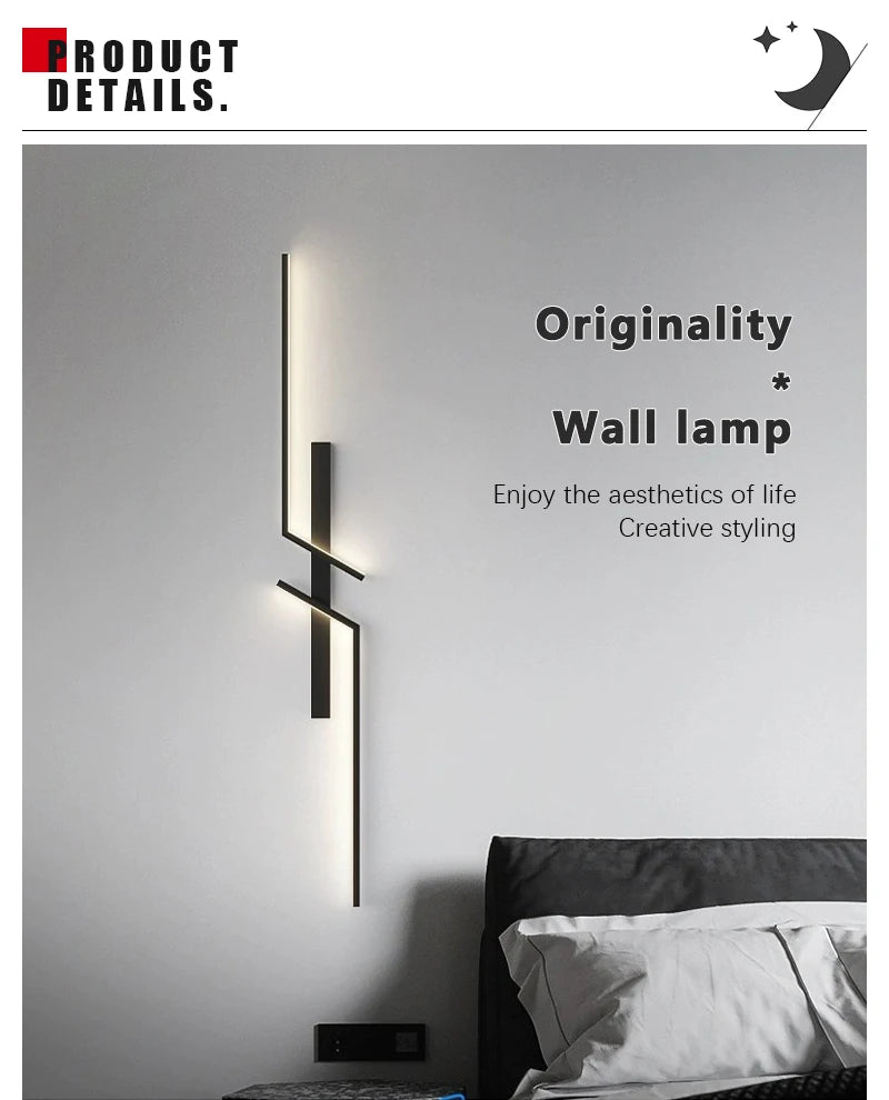 Modern LED Wall Lamp Minimalist Led 13W-18W Light Bedroom Bedside Long Strip Wall Sconces Living Room Home Indoor Lighting