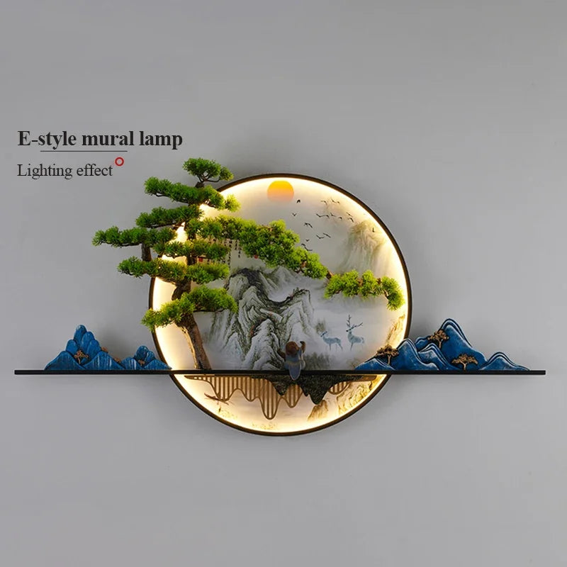 RONIN Modern Wall Picture Light Inside Creative Chinese Landscape Mural Sconces Lamp LED for Home Living Bedroom Study