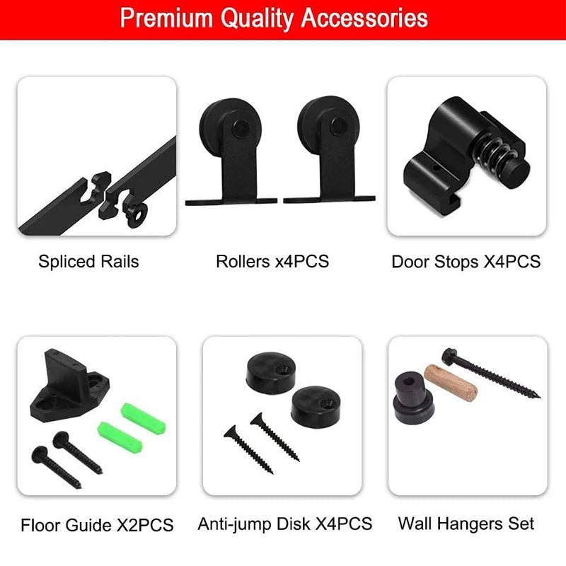 CCJH 4-10Foot  Sliding Barn Wood Door Closet Hardware Track Kit Track System Unit for Double Door