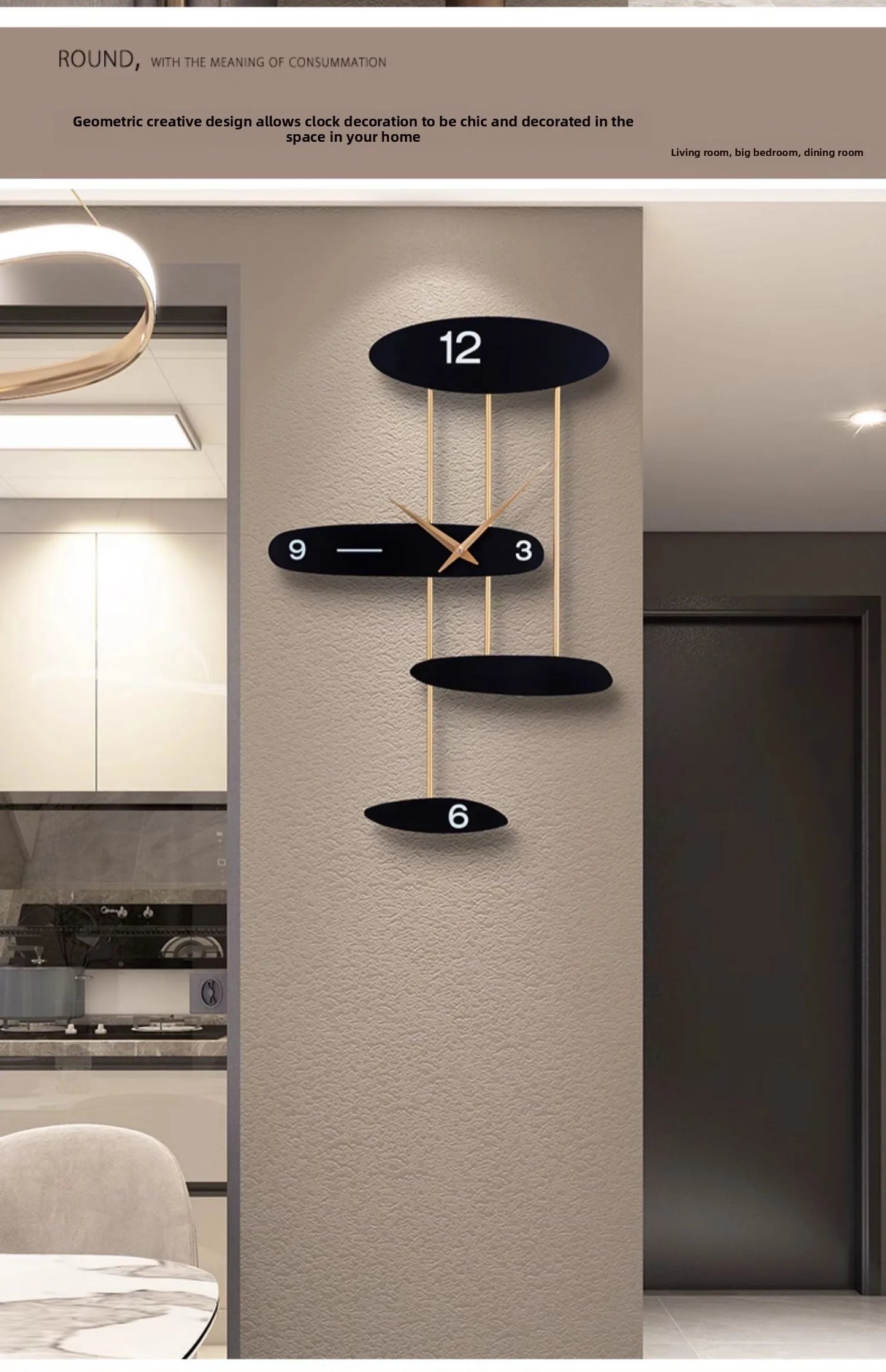 Modern Light Luxury Wall Mounted Clock, Internet Famous Fashion Decoration Watch,creative Home Minimalist and Atmospheric Clock