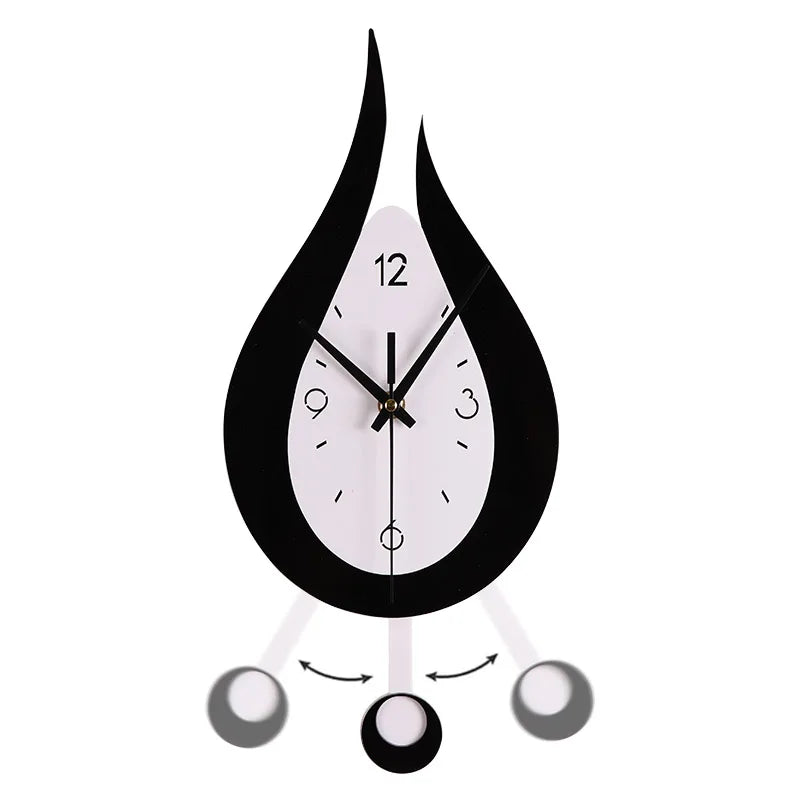 Waterdrop Swinging Wall Clock Acrylic Black and White Contrast Clock Home Living Room Bedroom Wall Decoration Clock