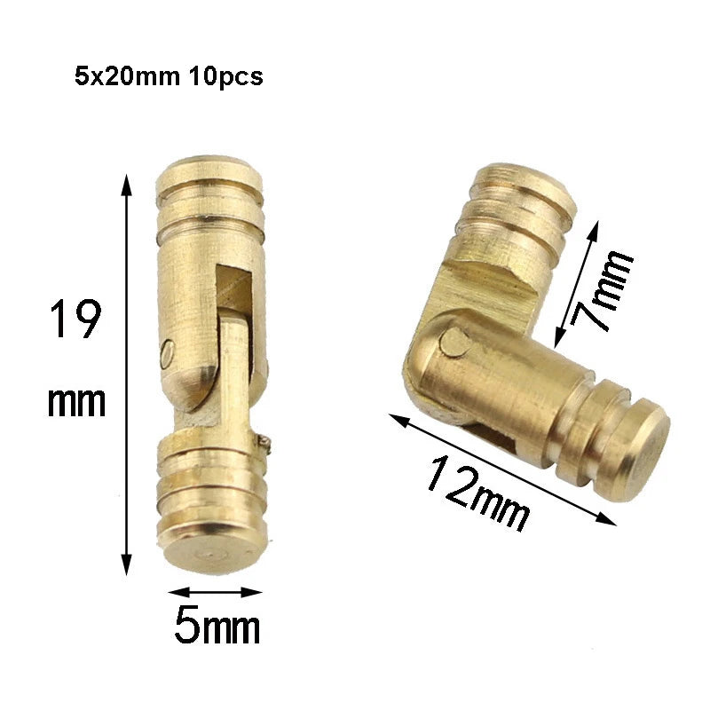 10Pcs Copper Barrel Hinges Cylindrical Hidden Cabinet Concealed Invisible Brass Hinges For Jewelry Box Case Furniture Hardware