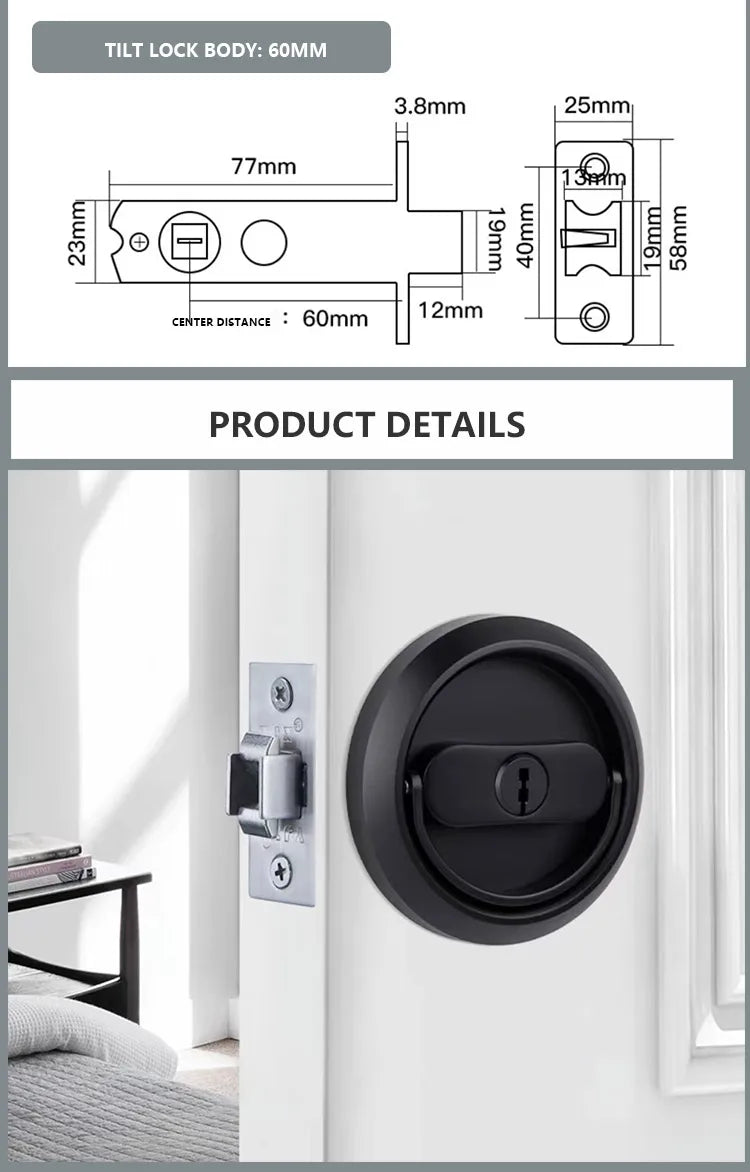 304 Stainless Steel Invisible Door Lock Hidden Lock Invisible Lock Background Wall Sliding Door Lock Double Hook Anti-theft Lock