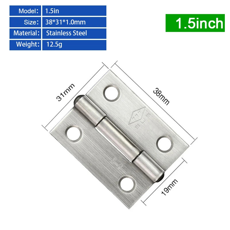6/10pcs Furniture Cabinet Door Hinges Stainless Steel Drawer Fitting Hinge Hardware Box Accessories 2in 3in 1.5in 2.5in 3.5in