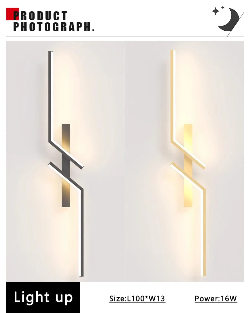 Modern LED Wall Lamp Minimalist Led 13W-18W Light Bedroom Bedside Long Strip Wall Sconces Living Room Home Indoor Lighting