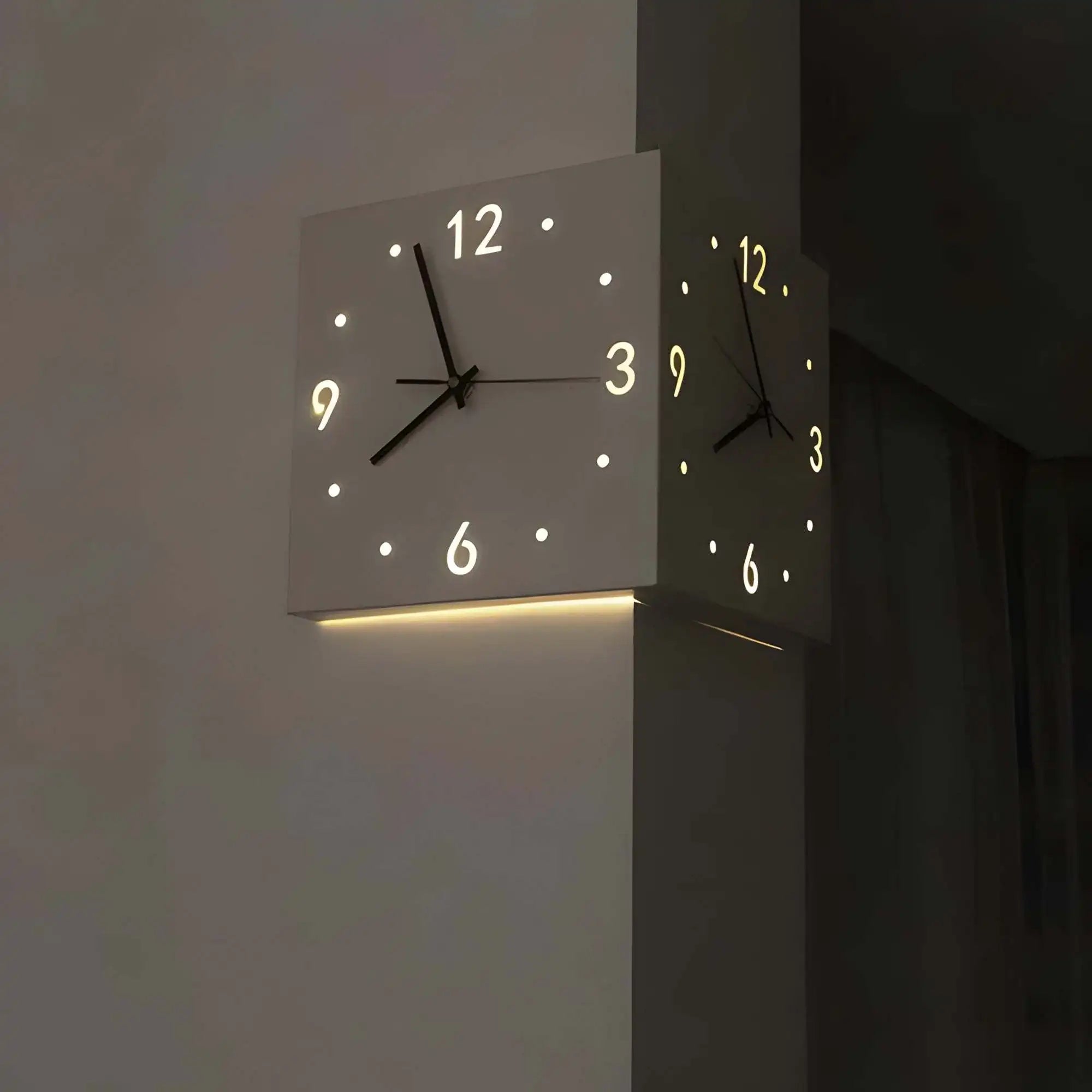 Corner Modern Wall Clock, Stylish Double-sided Luminous Wall Clock, Sensor Luminous Corner Wall Clock, Mute Wall Clock