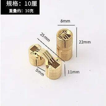 2pcs 8-18mm Copper Brass Door Hinges Cylindrical Hidden Cabinet Concealed Invisible Furniture Barrel Hinge For Hardware Gift Box