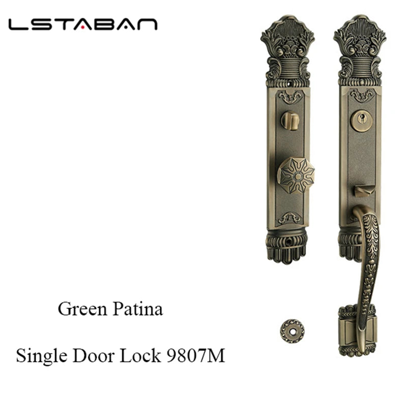Luxury European Solid wood Villa Interior Door Lock Gate Outdoor Double Open Yellow Bronze Wooden Door Lock