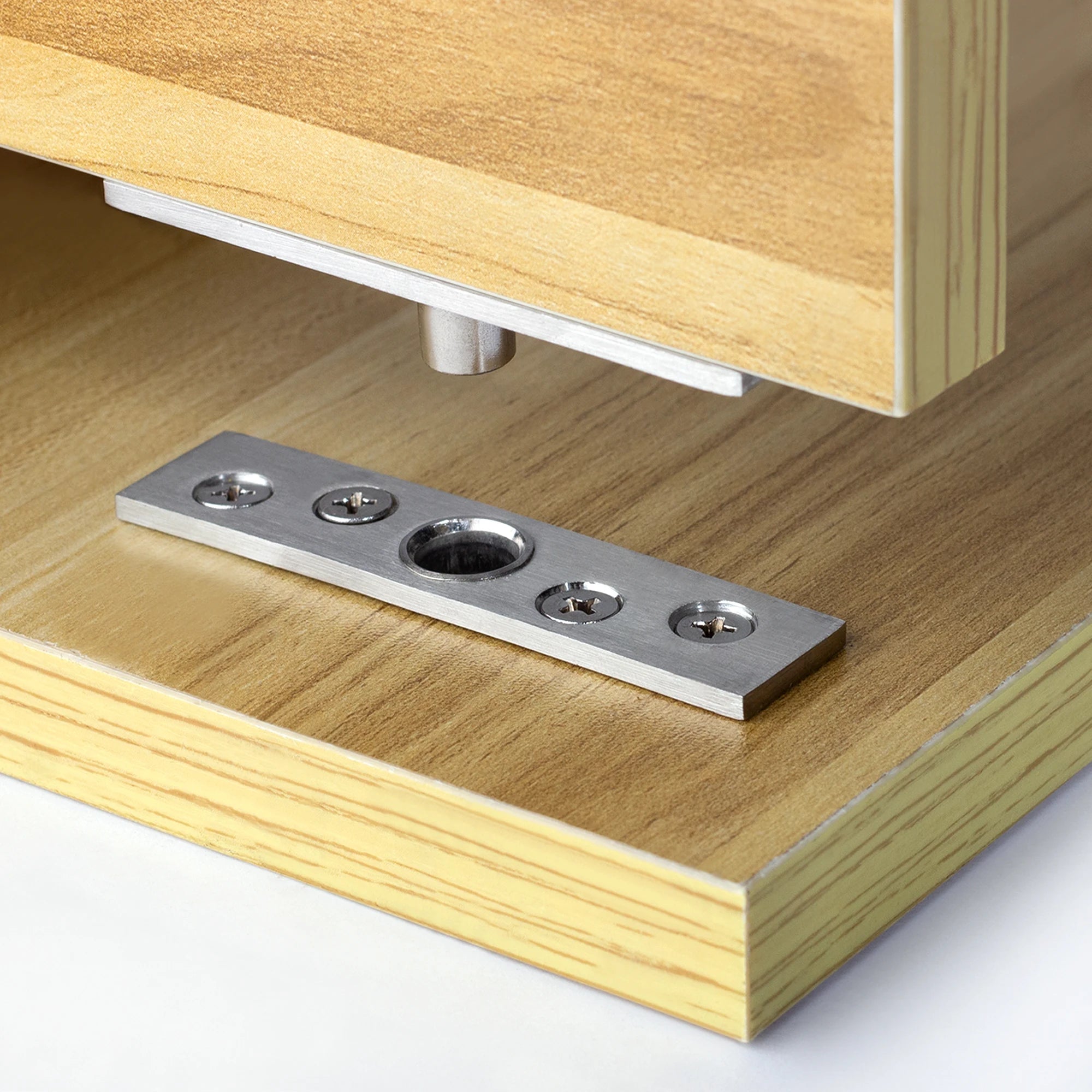 Stainless steel pivot hinge with 360-degree rotation for wooden doors, featuring a sleek design and concealed installation.
