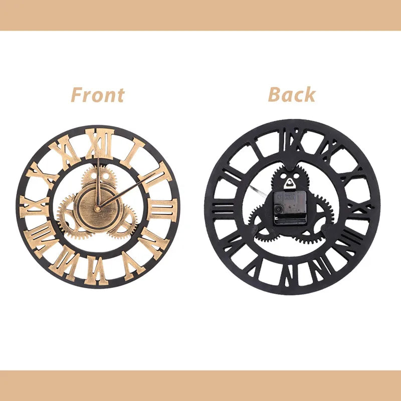Retro Industrial Style Wall Clock European Wood Home Wall Watch Decorative For Living Room Office Bar Wall Art Decor Horologe