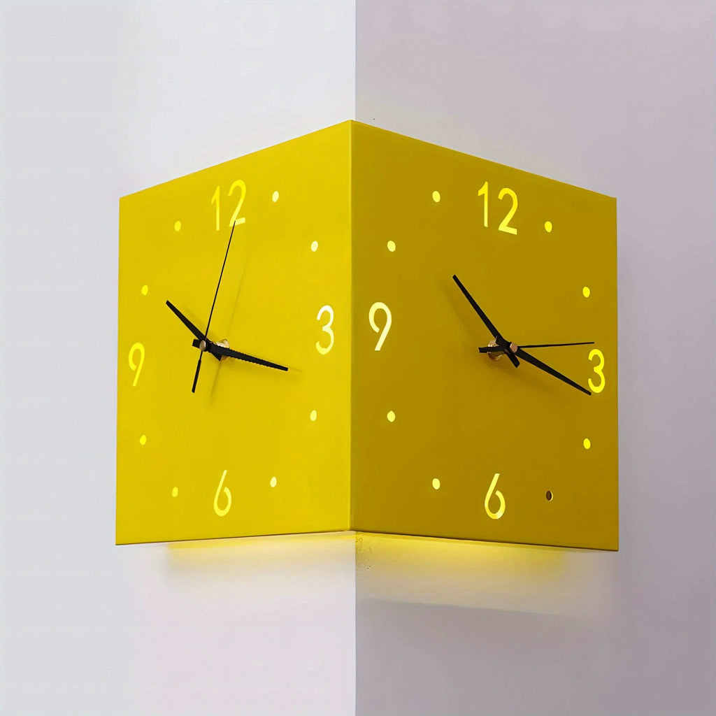 Corner Modern Wall Clock, Stylish Double-sided Luminous Wall Clock, Sensor Luminous Corner Wall Clock, Mute Wall Clock