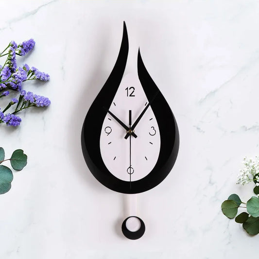 Waterdrop Swinging Wall Clock Acrylic Black and White Contrast Clock Home Living Room Bedroom Wall Decoration Clock