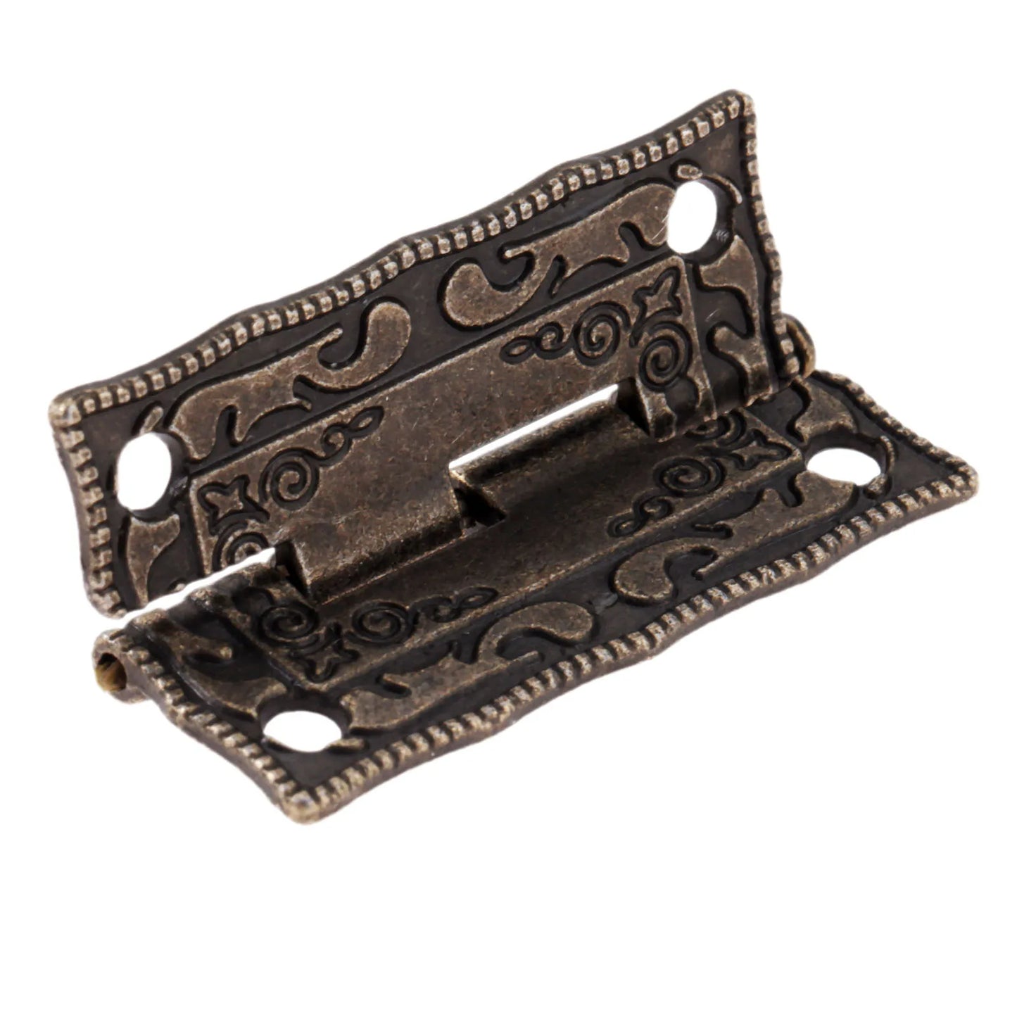 10pcs 35*23mm Decorative Mini Hinge For Jewelry Wooden Box Antique Bronze Hinges Cabinet Door Drawer Furniture Hardware + Screws