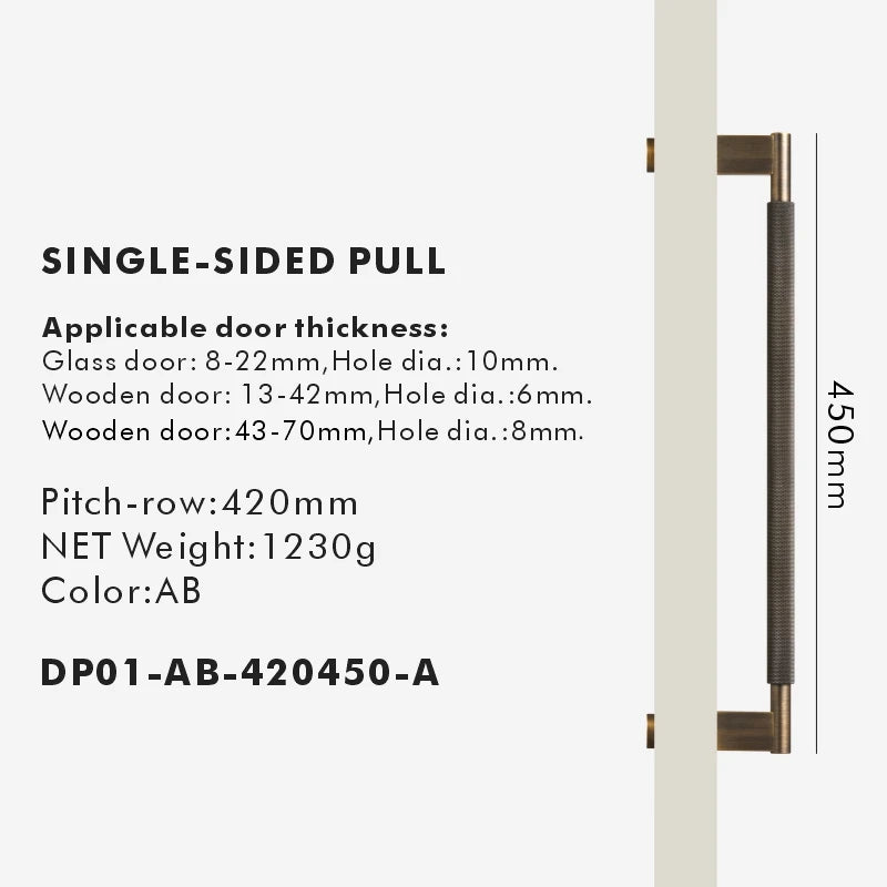 Nurlin Solid Brass Door Double Single Sided Cross Knurled Kitchen Refrigerator Appliance Closet Pull Bar Wood Gate Glass Door