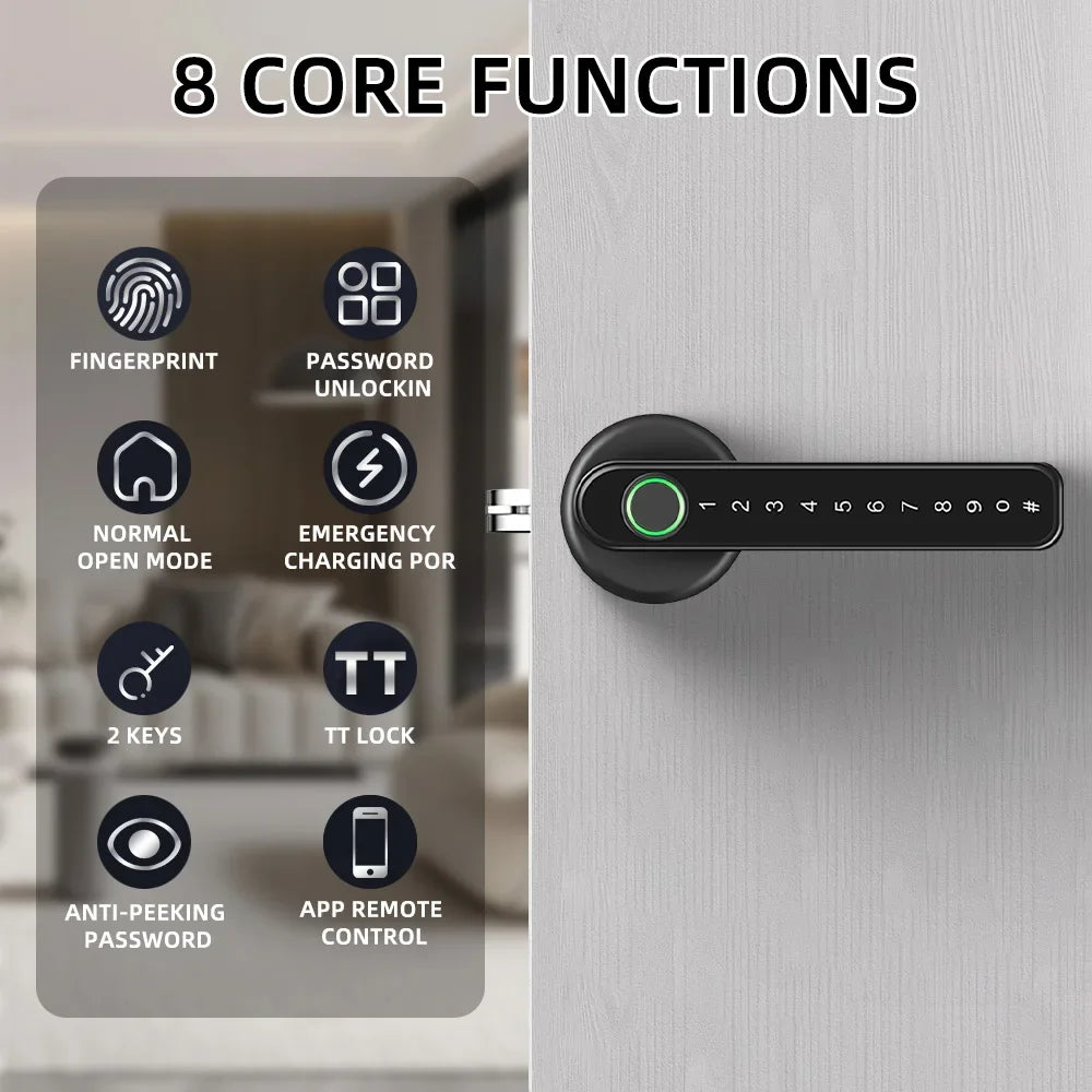 Aoresac Fingerprint Door Lock/Smart Door knob/Biometric Door Lock passcode keypad keyless/APP Remote Control/Entry Door Handlel