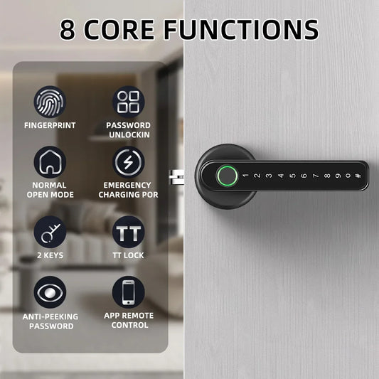 Aoresac Fingerprint Door Lock/Smart Door knob/Biometric Door Lock passcode keypad keyless/APP Remote Control/Entry Door Handlel