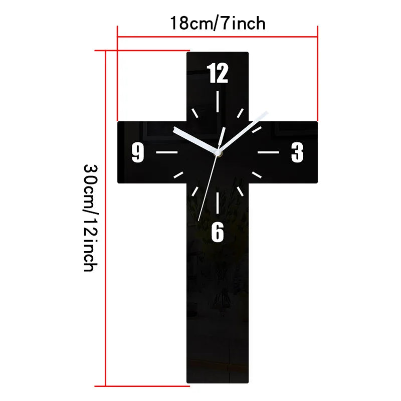 Creative Cross Clock Pendant Silent Suitable for Home Decoration Wall Decoration Halloween Room Decoration