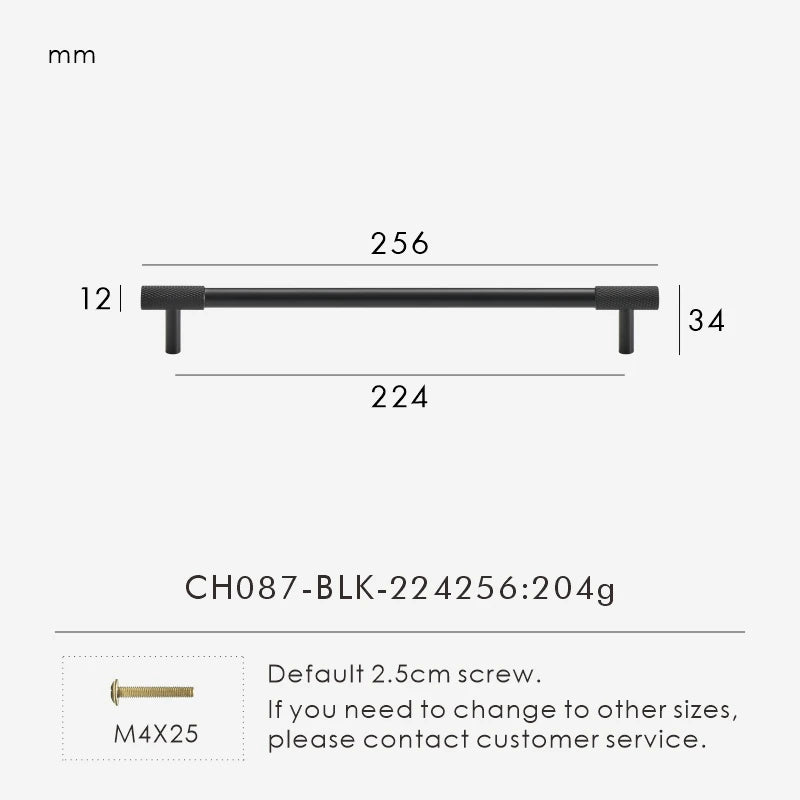 Nurlin Solid Brass Knurled Cabinet Knobs Wardrobe Handle T-bar Antique Bronze Gold Black Handle Available In Multiple Sizes