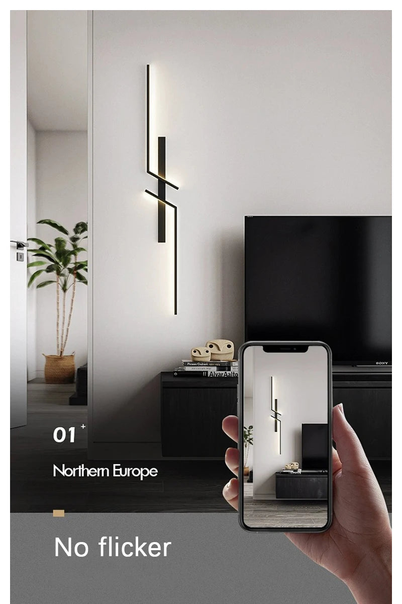Modern LED Wall Lamp Minimalist Led 13W-18W Light Bedroom Bedside Long Strip Wall Sconces Living Room Home Indoor Lighting