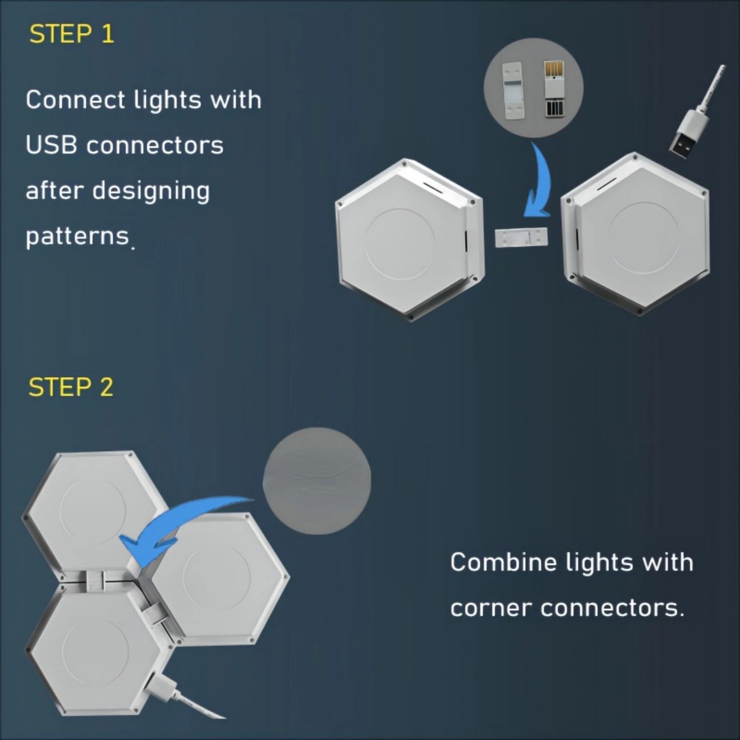 Hexagonal touch LED wall light, neutral white light, night light touch, convenient to use, energy-saving, 6-pack