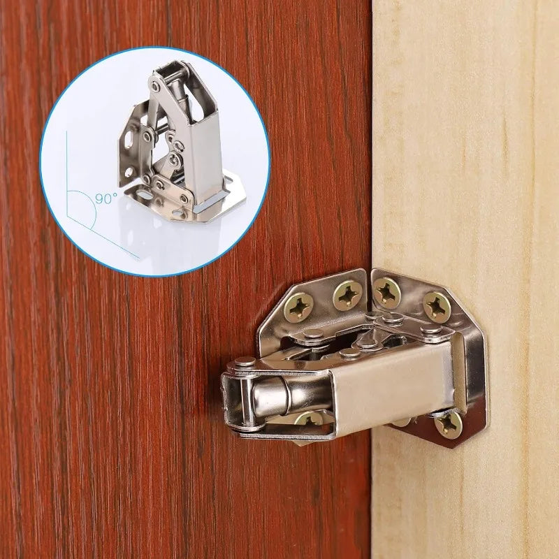 10/2PCS 90 Degree No-Drilling Hole Stainless Steel Cabinet Hinges - Buffer Hinge for Home Kitchen Furniture Hardware