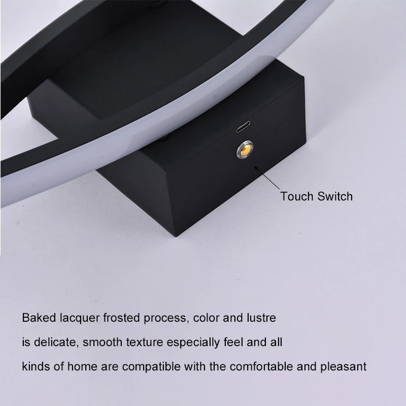 LED Rechargeable Wall Sconce Touch Switch For Living Room Bedroom Study Stairwell Restroom Wireless Installation Home Lighting
