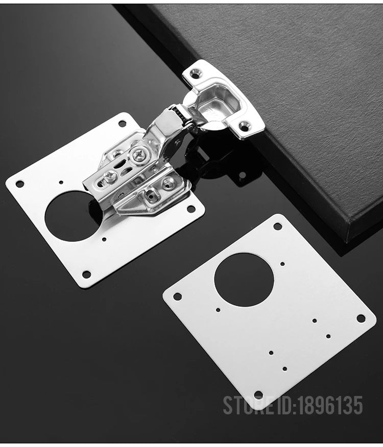 KAK 8pcs Hinge Repair Plate Brushed Stainless Steel Cabinet Hinge Fixing Plate Bracket Kit with Mounting Screws Door Hardware