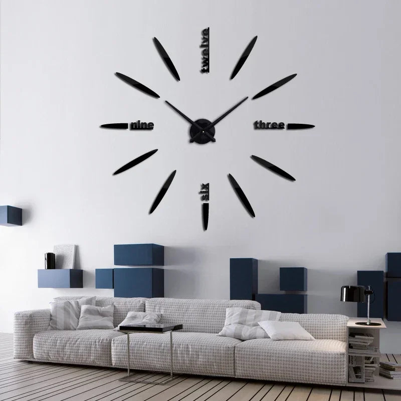 New fashion 3d wall clock reloj de pared quartz watch brief diy clocks living room large stickers decorative horloge murale