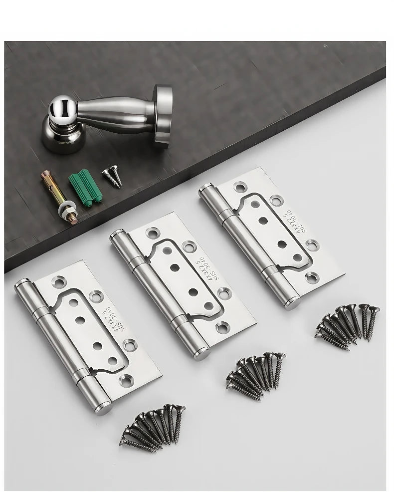 Stainless Steel Parent-Child Hinge, Door Suction Hinge Three-in-one, No Grooves Required, Wooden Door Silent Hinge, Hardware