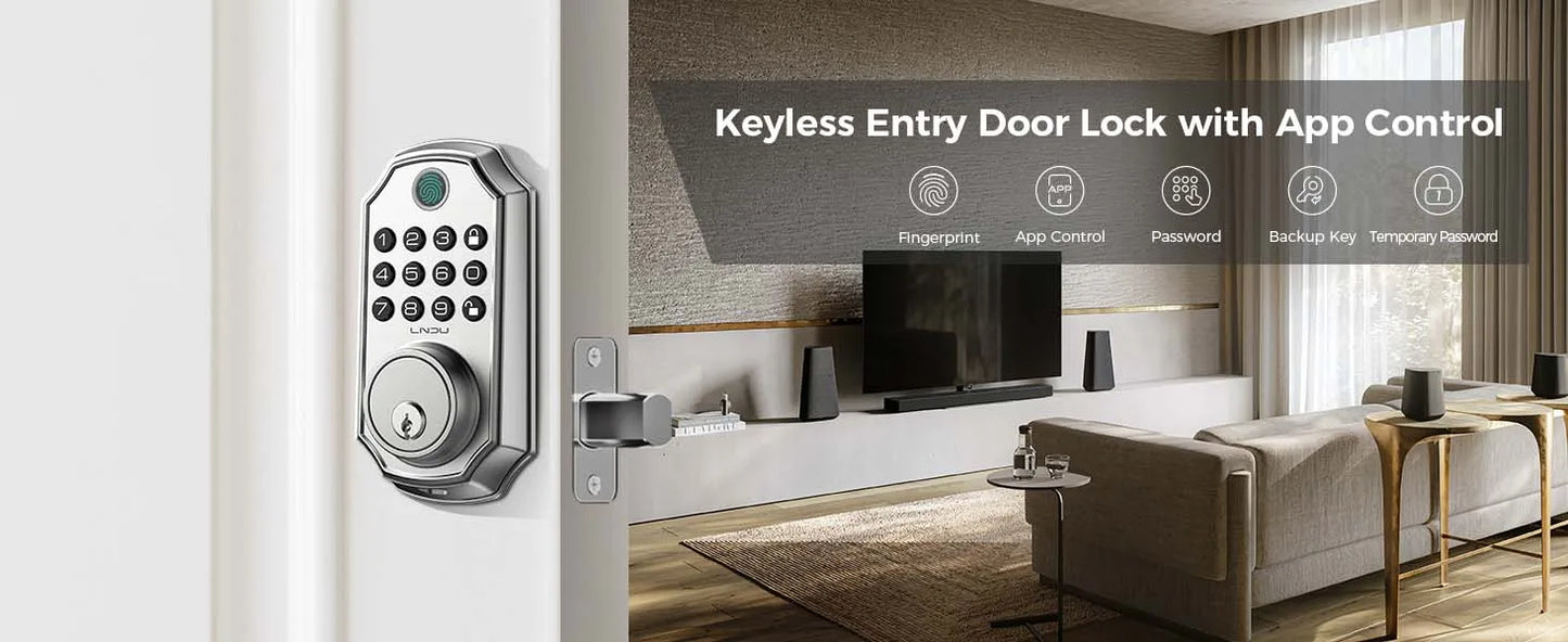 LNDU Smart Door Lock D280L Fingerprint Lock&Keypad Combination Lock All-in-One Intelligent Door Lock Waterproof Door Locks