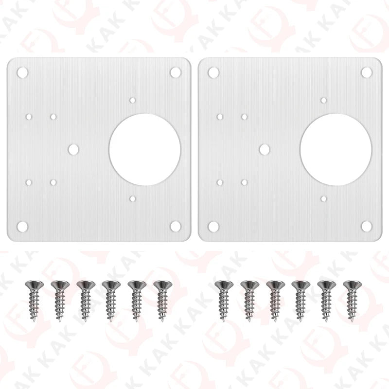 KAK 8pcs Hinge Repair Plate Brushed Stainless Steel Cabinet Hinge Fixing Plate Bracket Kit with Mounting Screws Door Hardware