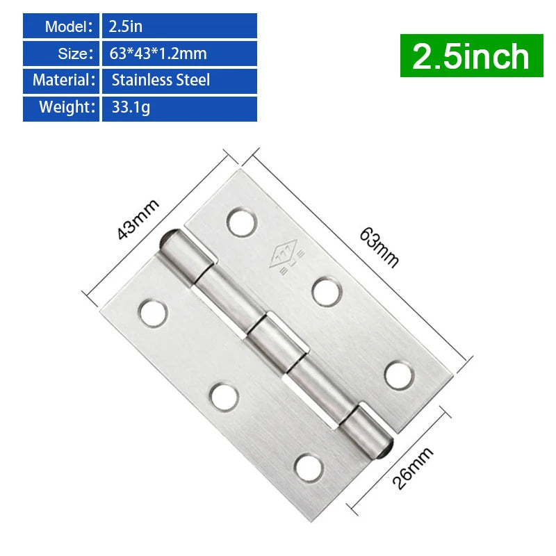 1-4 Inch Furniture Cabinet Door Hinges Stainless Steel Drawer Fitting Hinge Hardware Box Accessories 2in 3in 1.5in 2.5in 3.5in