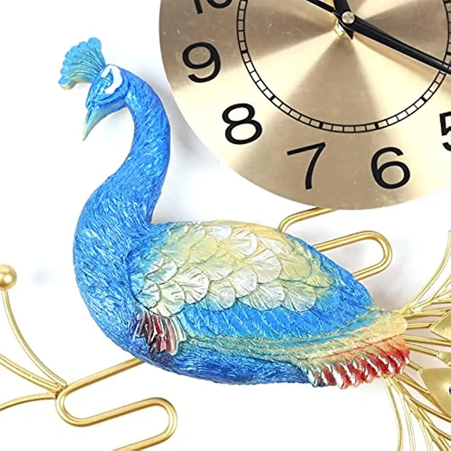 Creative Metal Wall Clock Modern Style Wall Watch Clock Peacock Shaped Wall Clock Silent Clock