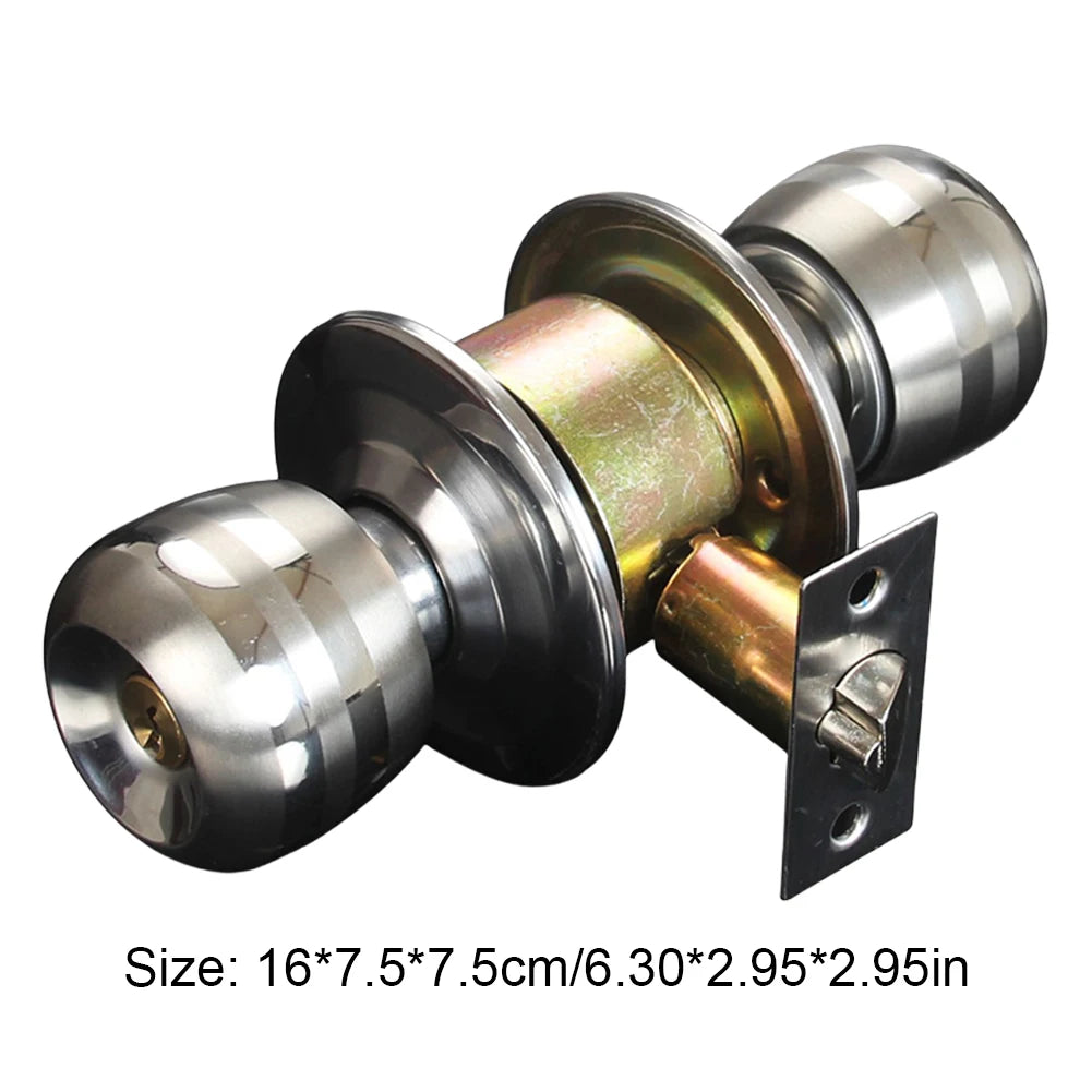 Keyed Entry Door Knob with Lock Round Door Knobs Stainless Steel Door Handle Lock for Indoor Doors Bedroom Bathroom