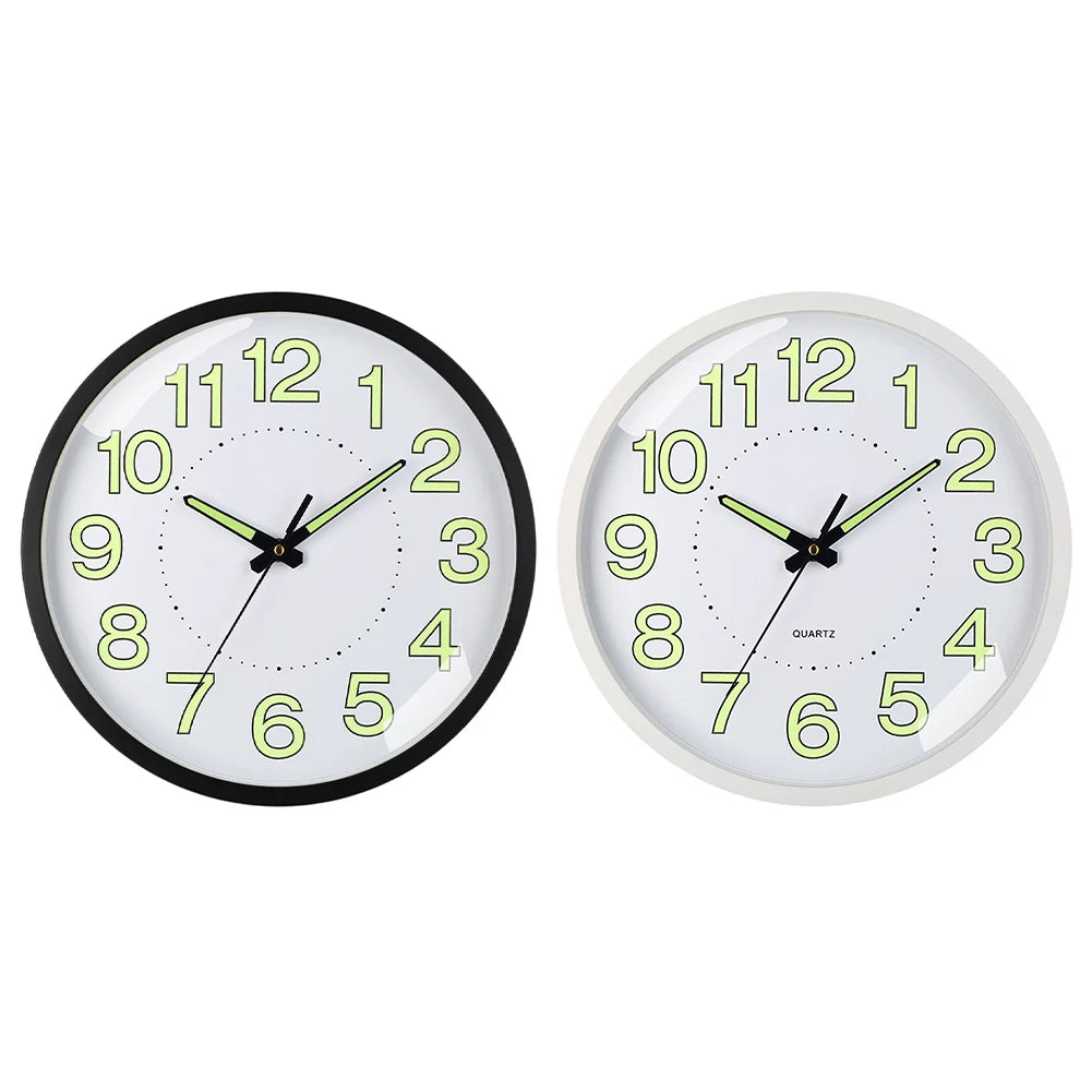 12inch Luminous Wall Clock Non-Ticking Silent Quartz Clock Energy-Absorbing Glow in The Dark Wall Time Clock for Bedroom Office