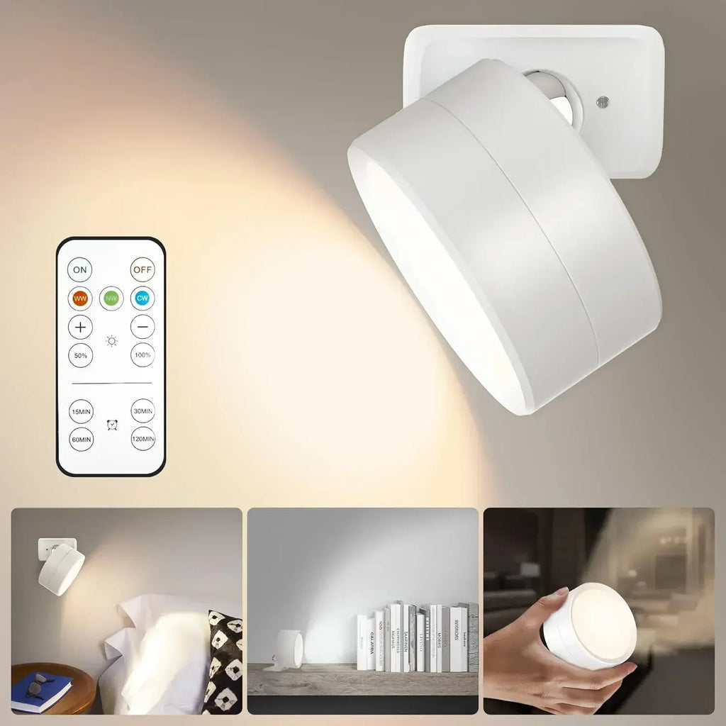 LED Wall Sconces light, 3 Brightness Levels 3 Color Modes Wall Lights Battery Operated 360° Rotatable Touch Control Wall lamp