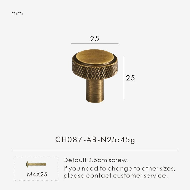 Nurlin Solid Brass Knurled Cabinet Knobs Wardrobe Handle T-bar Antique Bronze Gold Black Handle Available In Multiple Sizes