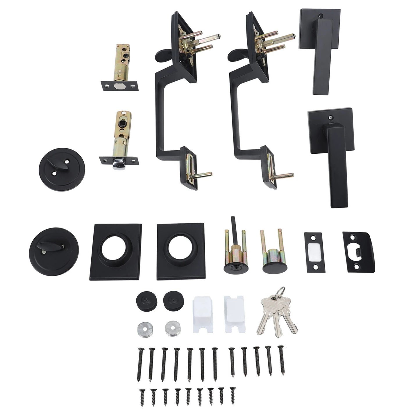 Door Handle Set Handle Set Double Door Handle Set Hole Spacing Adjustable Heavy Duty Modern  Double Front Door Handle Set