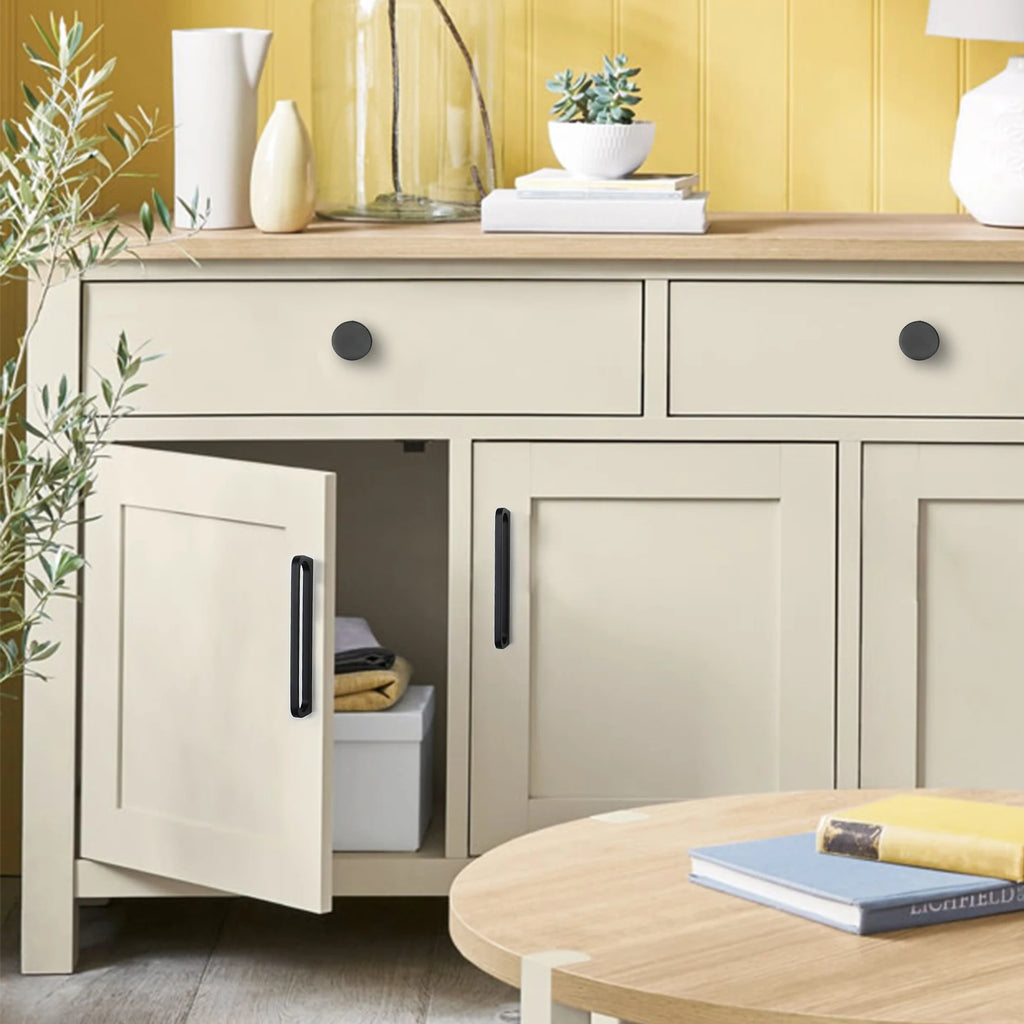 320mm Longer Alloy Furniture Handles Black Kitchen Cabinet Handle Hardware Round Square Single Hole Door Knobs Wardrobe Pulls