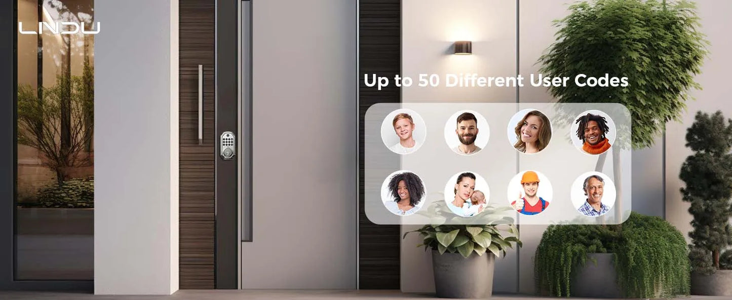 LNDU Smart Door Lock D280L Fingerprint Lock&Keypad Combination Lock All-in-One Intelligent Door Lock Waterproof Door Locks