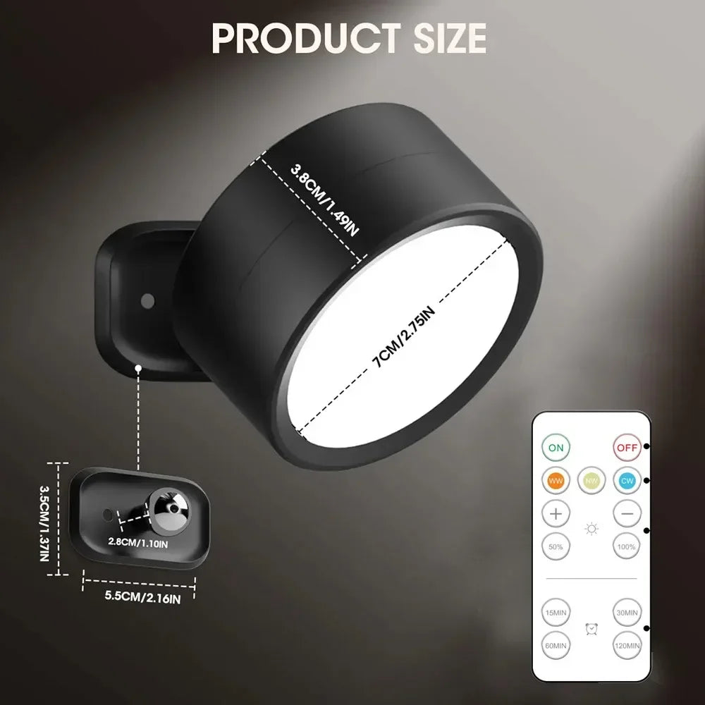 LED Wall Sconces light, 3 Brightness Levels 3 Color Modes Wall Lights Battery Operated 360° Rotatable Touch Control Wall lamp