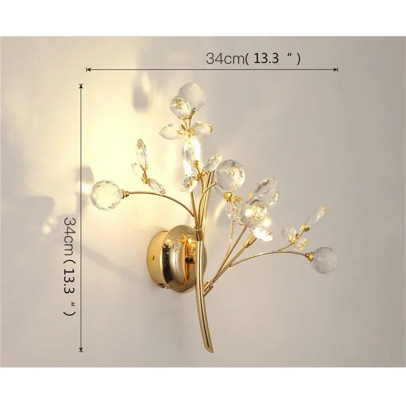 ELARA European Style Indoor Wall Lamp Gold Crystal Luxury Fixtures LED Modern Light Sconces for Home Decoration