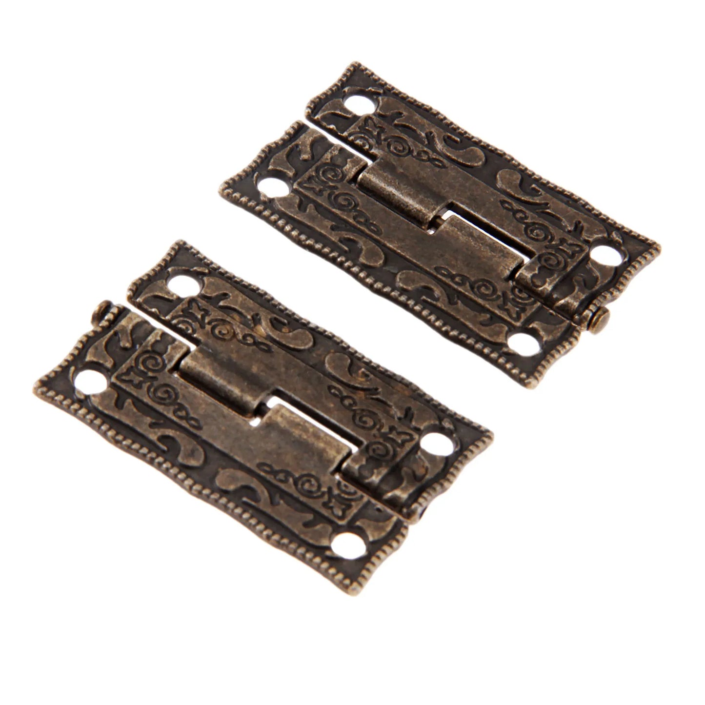 10pcs 35*23mm Decorative Mini Hinge For Jewelry Wooden Box Antique Bronze Hinges Cabinet Door Drawer Furniture Hardware + Screws