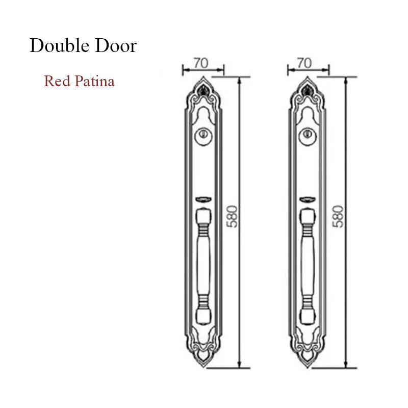 Bronze Luxury European style/ Villa Door Lock Security hotel door lock entry Double-open Folio Door Lock Solid Wood Door Lock