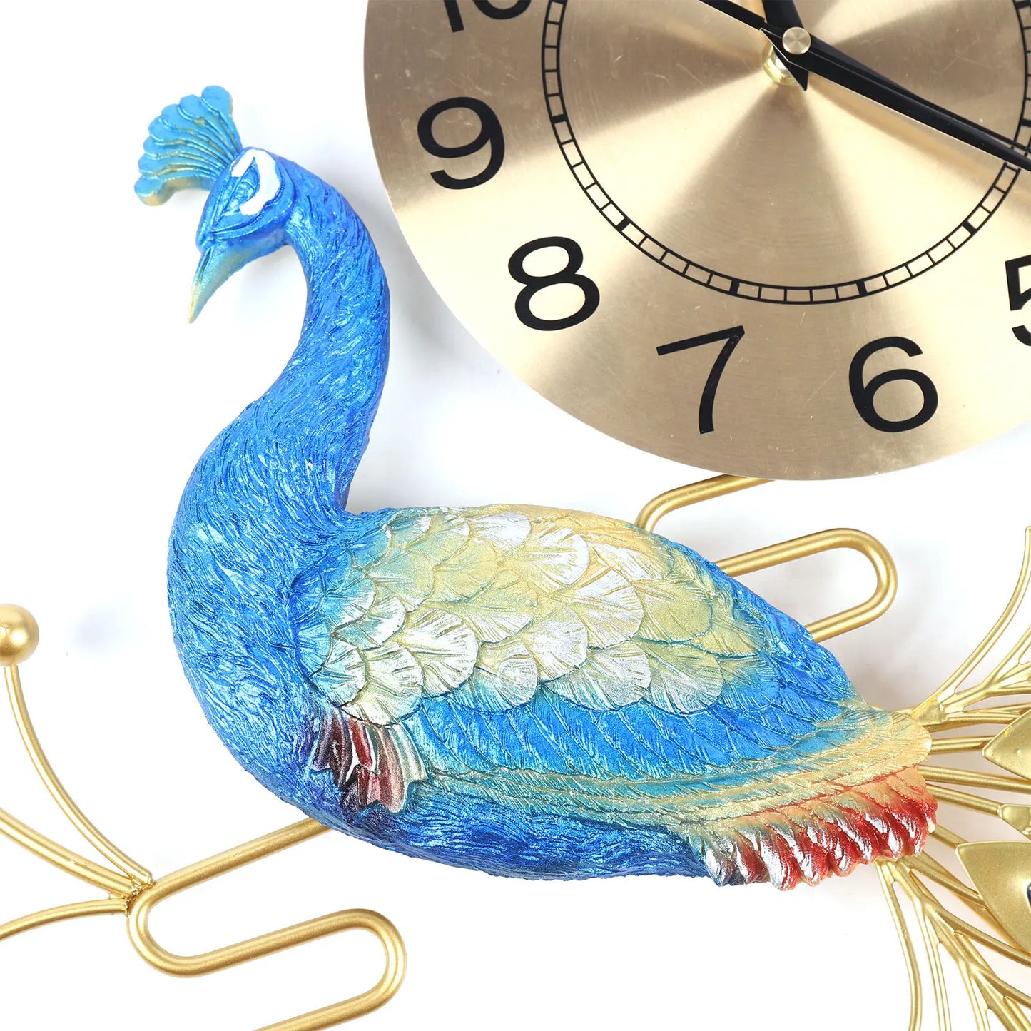 Creative Metal Wall Clock Modern Style Wall Watch Clock Peacock Shaped Wall Clock Silent Clock
