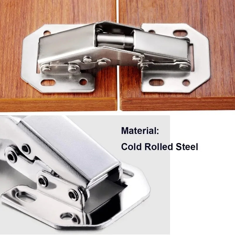 10/2PCS 90 Degree No-Drilling Hole Stainless Steel Cabinet Hinges - Buffer Hinge for Home Kitchen Furniture Hardware