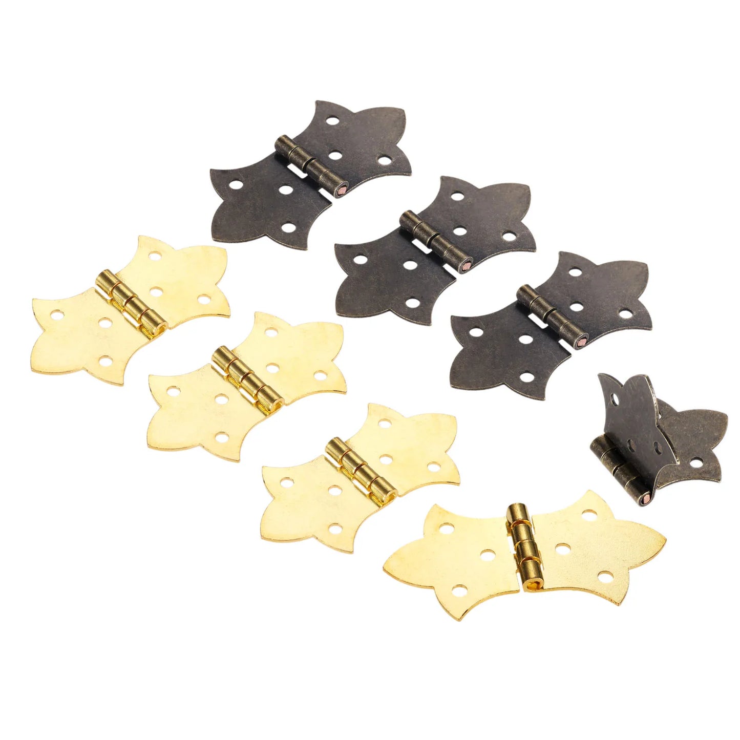 DRELD 2Pcs Flower Cabinet Hinge Furniture Fitting with Screws Jewelry Gift Wine Wood Box Door Butt Hinge for Woodworking 57*31mm