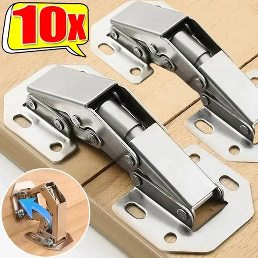 10/2PCS 90 Degree No-Drilling Hole Stainless Steel Cabinet Hinges - Buffer Hinge for Home Kitchen Furniture Hardware